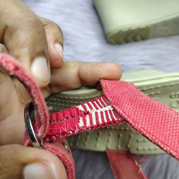 Crocs Hanalei Wedge Canvas Ankle Strap Sandals Womens Size 8 Red - Picture 8 of 10